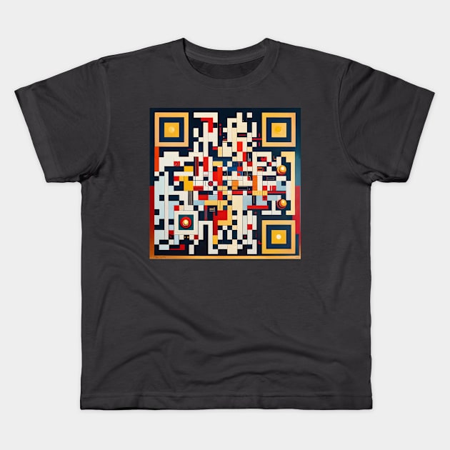 RickRoll QR Code Abstract Constructivist Painting Kids T-Shirt by ravel.live